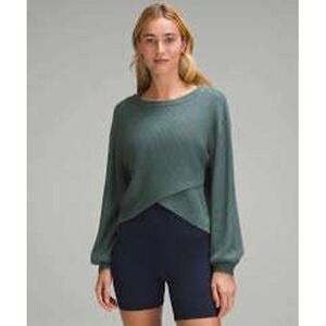 Lululemon Ribbed Reversible Crossover Sweater Green Size 8 LW3EQNS